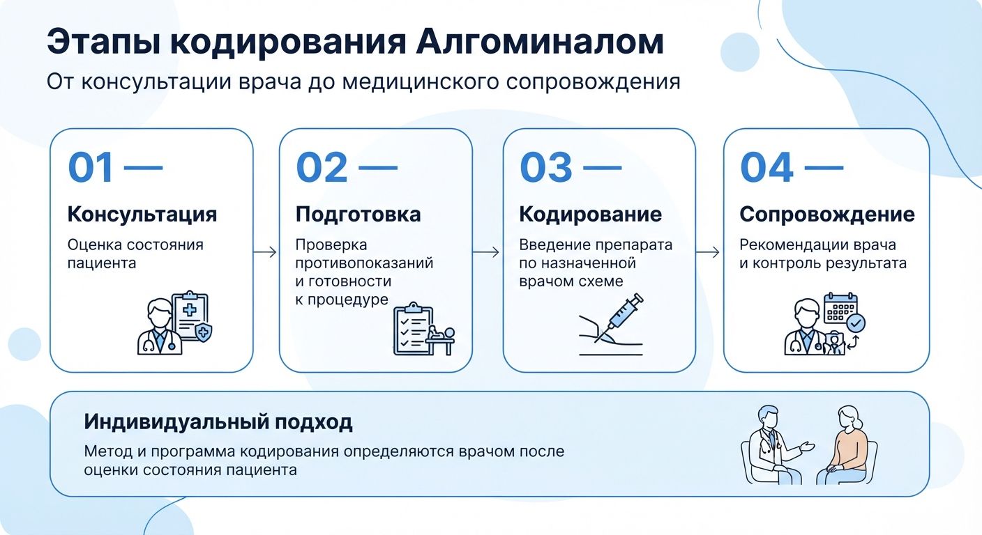 Кодирование препаратом «Алгоминал» в Адлере инфографика